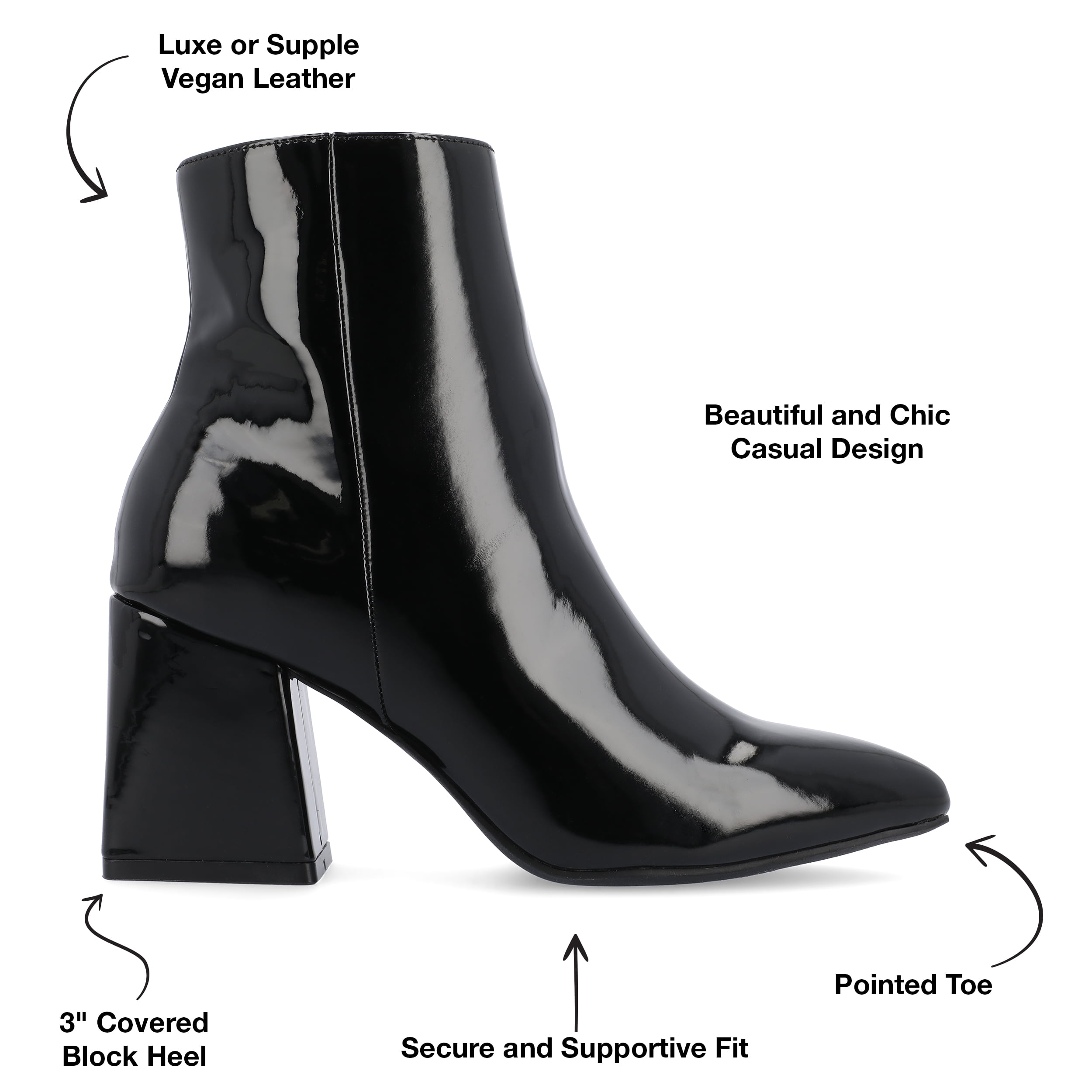 Journee Womens Sorren Covered Block Heel Pointed Toe Booties