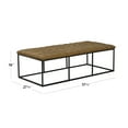 thumbnail image 3 of HomePop Draper 58" Large Ottoman with Button Tufting, Light Brown Faux Leather, 3 of 16