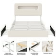 thumbnail image 5 of Homfa Queen Size Velvet Upholstered Bed with LED Lights & 2 Drawers, Storage Headboard Platform Bed Frame with USB Ports & Outlets, Off-White, 5 of 9