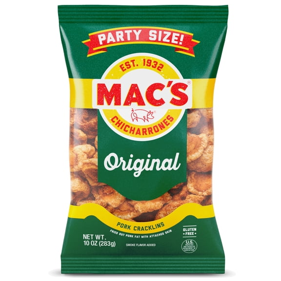 Mac's Chicharrones Original Pork Cracklins, 10 oz Bag