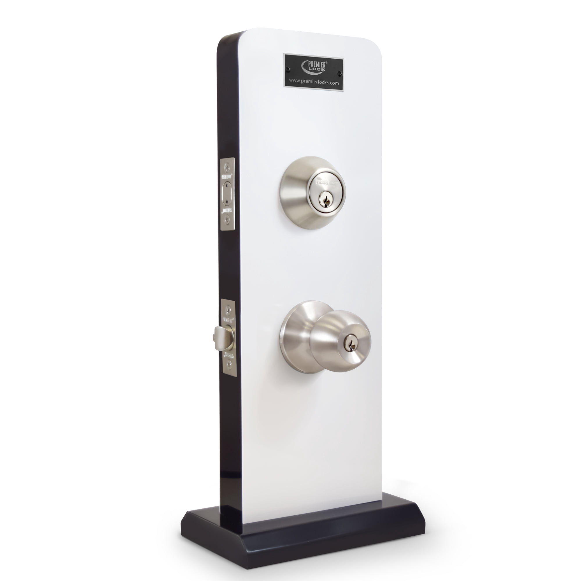 Premier Lock® Stainless Steel Entry Lock Set Door Knob & Deadbolt Keyed Alike KW1 Keyway. 6 Total Keys, Keyed Alike