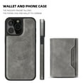 thumbnail image 5 of ELEHOLD for iPhone 14 Pro Case , Compatible Mag safe Accessory Luxury 2 in 1 Detachable PU Leather Flip Kickstand Credit Slots Wallet Shockproof Case for iPhone 14 Pro,Gray, 5 of 9