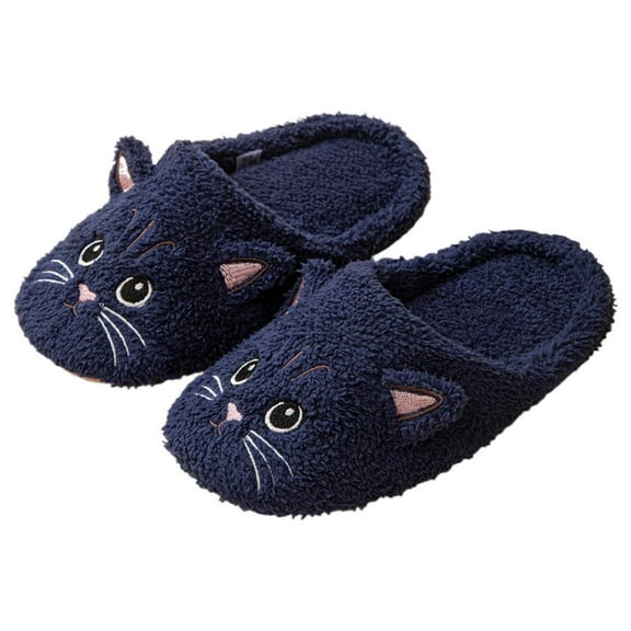 Cute Cat Design Plush Ladies Slippers for Autumn And Winter Indoor Use, Lightweight and Comfortable