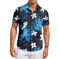 thumbnail image 2 of QHRMKOG Mens Short Sleeve Shirts Relaxed Fit Tropical Print Hawaiian Shirts Light Holiday Button Down Beach Shirts Summer Fashion Shirt Black XL, 2 of 6