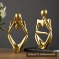 thumbnail image 4 of Estatua de pensador nórdico, 3 piezas, escultura de pensador abstracto, figura de pensador de resina, artesanía moderna, arte para decoración de escritorio de oficina y hogar (dorado), 4 of 4