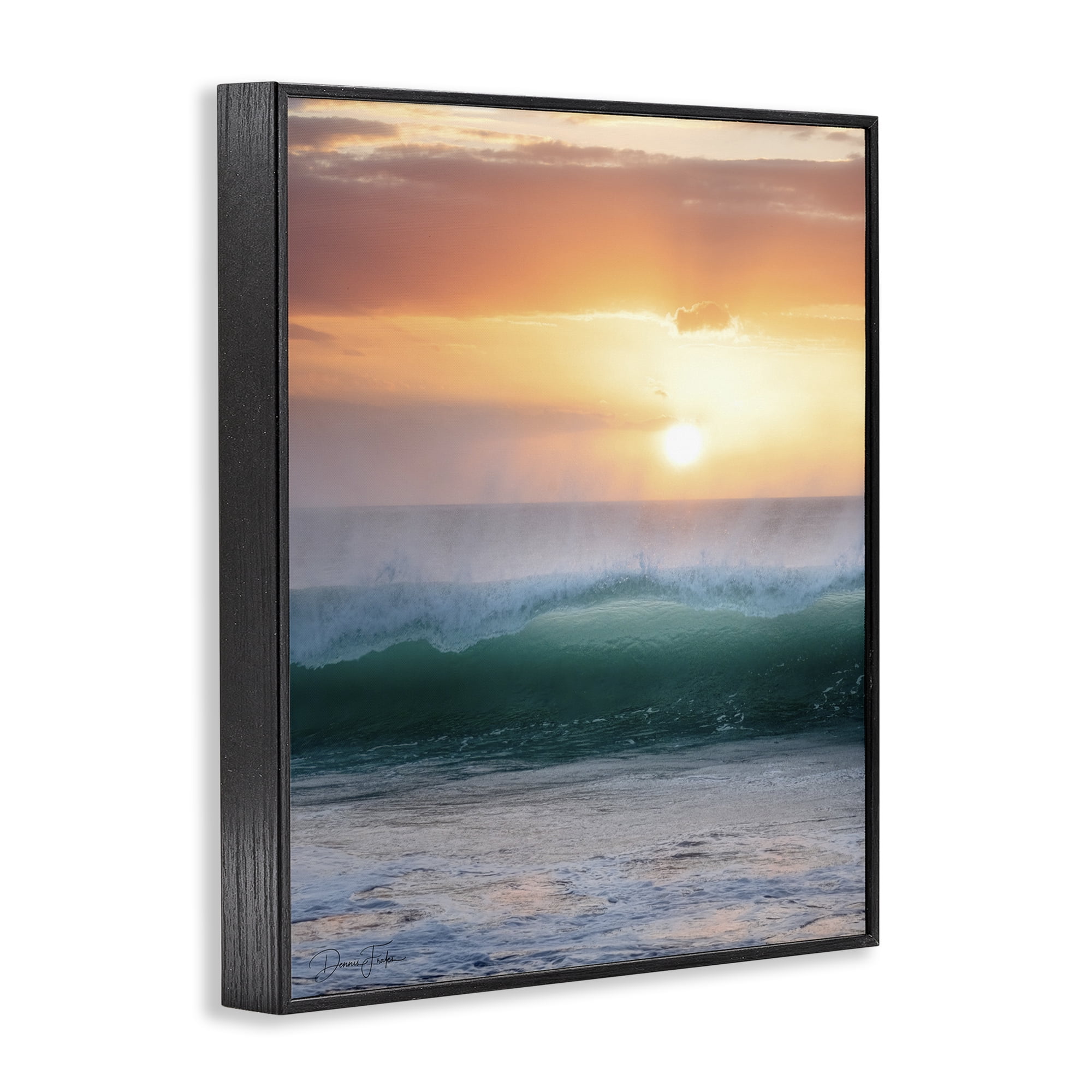 Stupell Industries Breaking Sea Wave Coastal Photography Black Framed Art Print Wall Art, 11 x 14