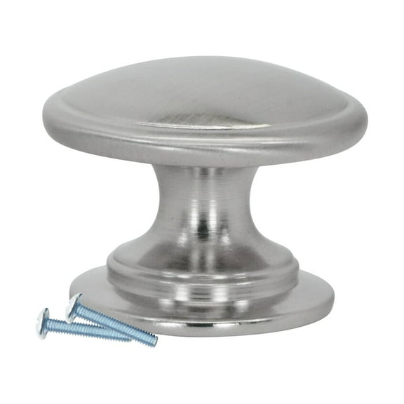 Classic Mushroom Top Brushed Nickel Cabinet Hardware Knob, 1-1/4 Inch Diameter
