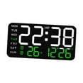 thumbnail image 2 of Reloj despertador digital LED Reloj de escritorio digital Ligero Regulador de intensidad Dos configuraciones de alarma Negro con luz verde., 2 of 9