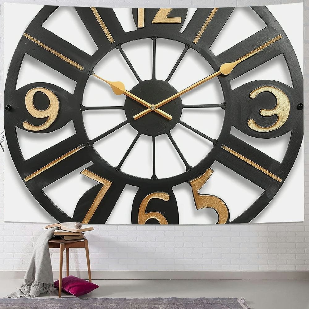 Orinice 18 Inch Metal, Modem European Arabic, Battery Operated, Silent Non Ticking Indoor Outdoor Home Decor Wall Clock for Living Room, Patio Tapestry Painting