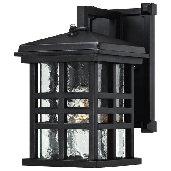Westinghouse 6204500 Caliste One-Light Outdoor Wall Lantern with Dusk to Dawn Sensor, Textured Black Finish on Aluminum with Clear Water Glass