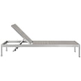 thumbnail image 3 of Modway Chaise Longue de Patio Extérieure en Rotin Aluminium, Argent/brun/gris, 3 of 4