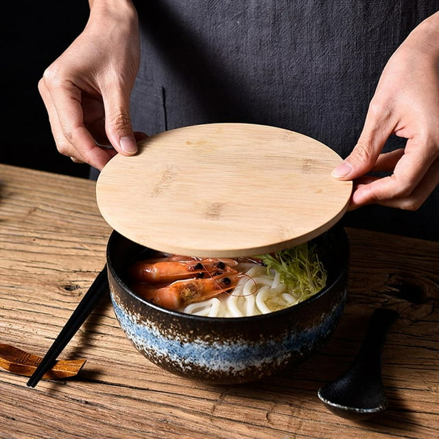 Juego de de ramen japonés, cuenco de sopa de fideos, cuenco de arroz de cerámica, cuenco de vajilla multiusos, suministros de cocina Soledad Cuencos de cerámica