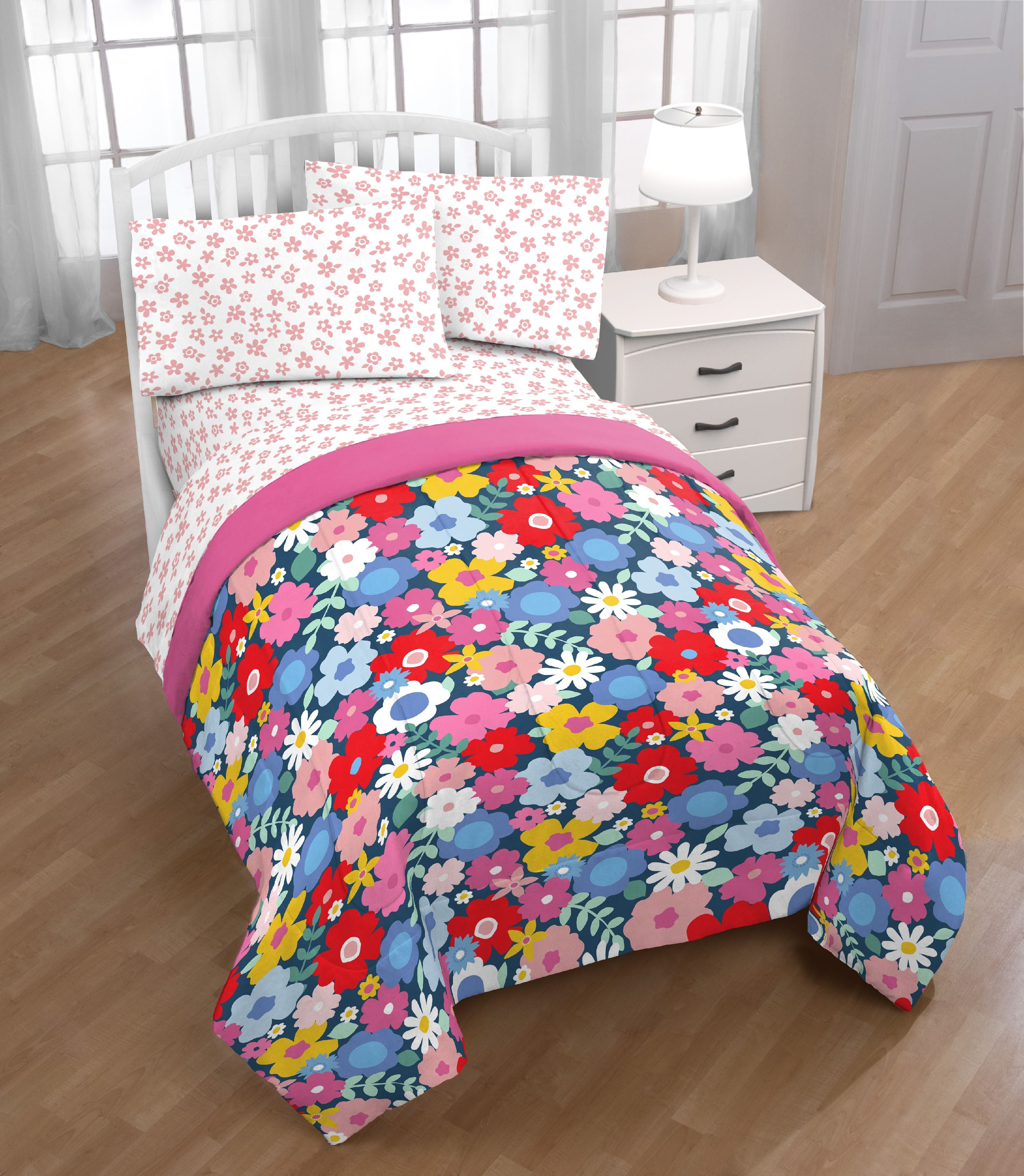 Trend Collector Colorful Flower Bed in a Bag Bedding Set w/ Reversible
