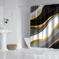 thumbnail image 2 of Black White Gold Wave Marble Shower Curtain 72"x72" ,Bathroom Decorative Shower Curtains Set with 12 Hooks,Modern Waterproof Washable Shower Curtain, 2 of 6