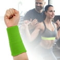 thumbnail image 5 of Unique Bargains 1 Pair Sweat Absorbing Wrist Sweatbands Athletic Cotton Yarn Latex Army Blue 8x15cm, 5 of 6