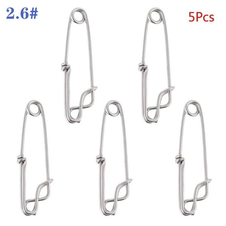 5Pcs/Pack Durable Swivels Longline Connector Fishhook Accessories Fishing  Buckle Pin Snap Open Eye Clips Long Line Clip 2.6#