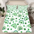 thumbnail image 2 of Manfei Four Leaf Clover Twin Sheet Set (3-Piece) Bohemian Rainbow St.Patrick Day Luxury Decor For Kids, 2 of 7