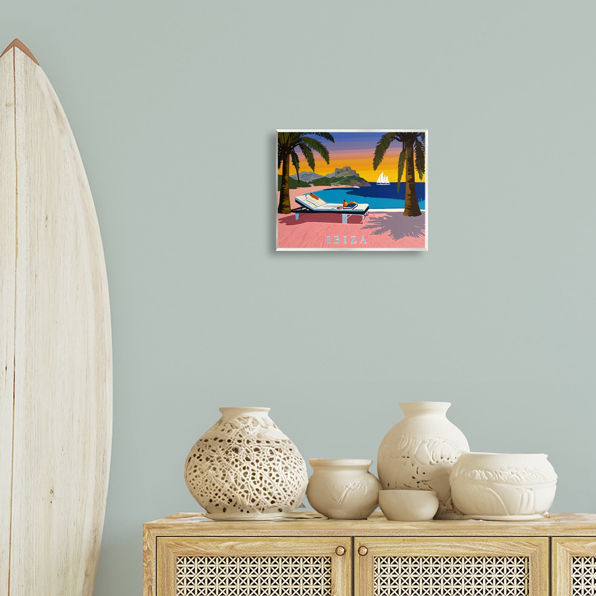 Stupell Industries Ibiza Tropical Beach View Cities & Countries Painting Unframed Art Print Wall Art, 14 x 11