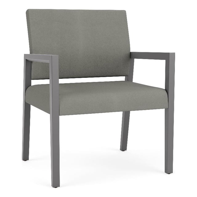 Pemberly Row Waiting Reception Wide Guest Chair Wood Frame in Gray
