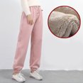 thumbnail image 1 of Pantalones de lana Sherpa cálidos de invierno para mujer, pantalones deportivos elásticos gruesos con forro de piel (rosa 3XL), 1 of 2