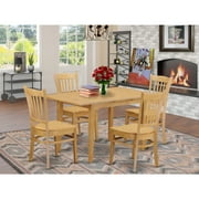 East West Furniture  Norfolk Kitchen Table & 4 Dining Room Chairs, Oak