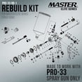 thumbnail image 2 of Master Elite Series PRO-33 HVLP Spray Gun Rebuild Kit #1 - Repair and Maintenance of Master Elite Series PRO-33 HVLP Spray Gun Models - Spray Head Parts, Seals Baffle Spring, Trigger Pivot, Clips, 2 of 2