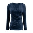 thumbnail image 6 of HAiming Ribbed Knit Wrap Tops for Women Slim Fitted Side Button Casual Blouse V Neck Long Sleeve T-Shirts, 6 of 7