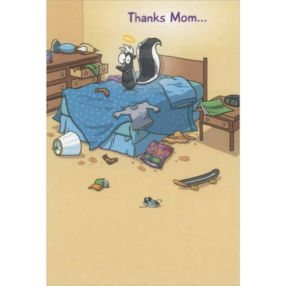 Recycled Paper Greetings Skunk with Halo in Messy Room Funny / Humorous Mother's Day Card for My Mom
