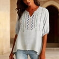 thumbnail image 6 of Blouses For Women Fashionable Casual Solid Color Pleated Cotton And Linen With Seven Quarter Sleeves Womens Tops, 6 of 6