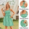 thumbnail image 4 of Weardear Women's Floral Summer Dress Square Neck Sleeveless A Line Mini Dress with Pockets, 4 of 5