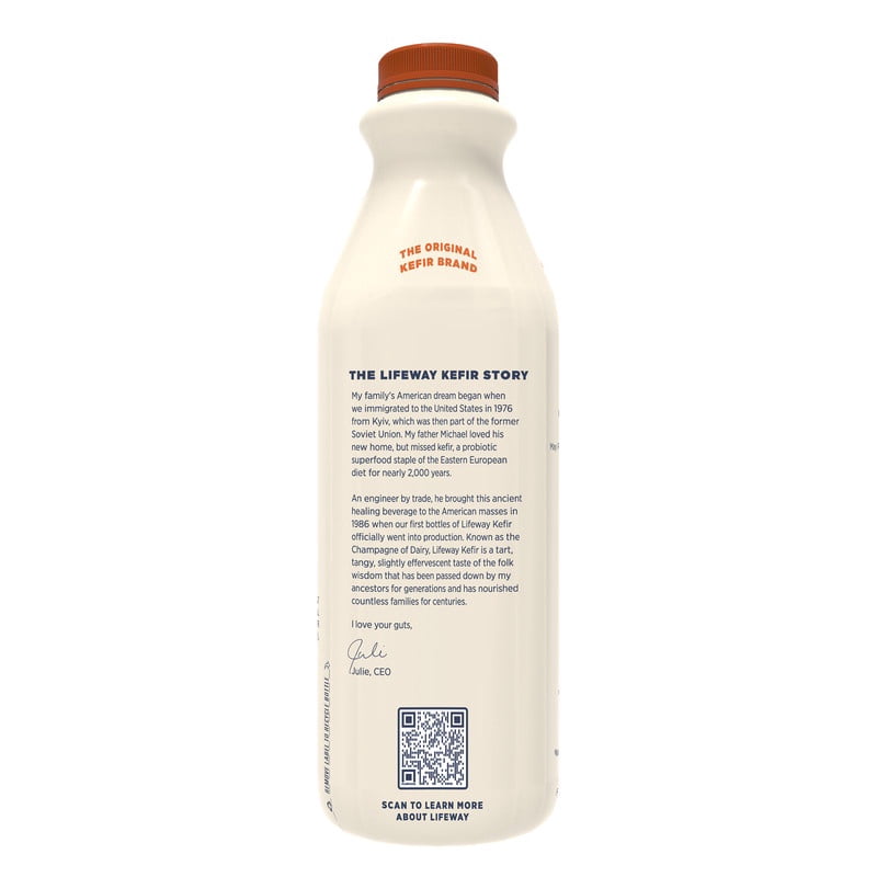Lifeway Whole Milk Peach Kefir, 32 fl oz bottle