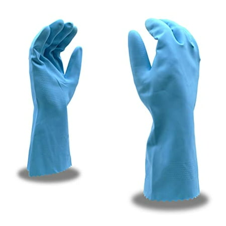 

12-Pack of Cordova 4269 Blue Flock-Lined Latex Work Gloves Scalloped Cuff Weight Large