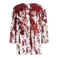 thumbnail image 5 of Blusa informal holgada con cuello en V, mangas 3/4 y botones para mujer, con efecto tie-dye, en rojo y blanco, 5 of 5