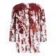 thumbnail image 5 of Blusa informal holgada con cuello en V, mangas 3/4 y botones para mujer, con efecto tie-dye, en rojo y blanco, 5 of 5