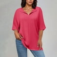 thumbnail image 2 of Kaemgyyd Women's Plus Size Tops Casual 3/4 Sleeve V Neck T-Shirts Flowy Cute Tunic Tops Office Work Basic Tees Blouses, 2 of 7