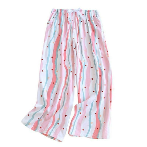 SWSMCLT Women's Pj Sleep Bottoms Pajama Capri Lounge Pants Chic Printed Sleeping Bottoms Cropped Cool Elastic Band Light Comfy Oversize Style1 Large