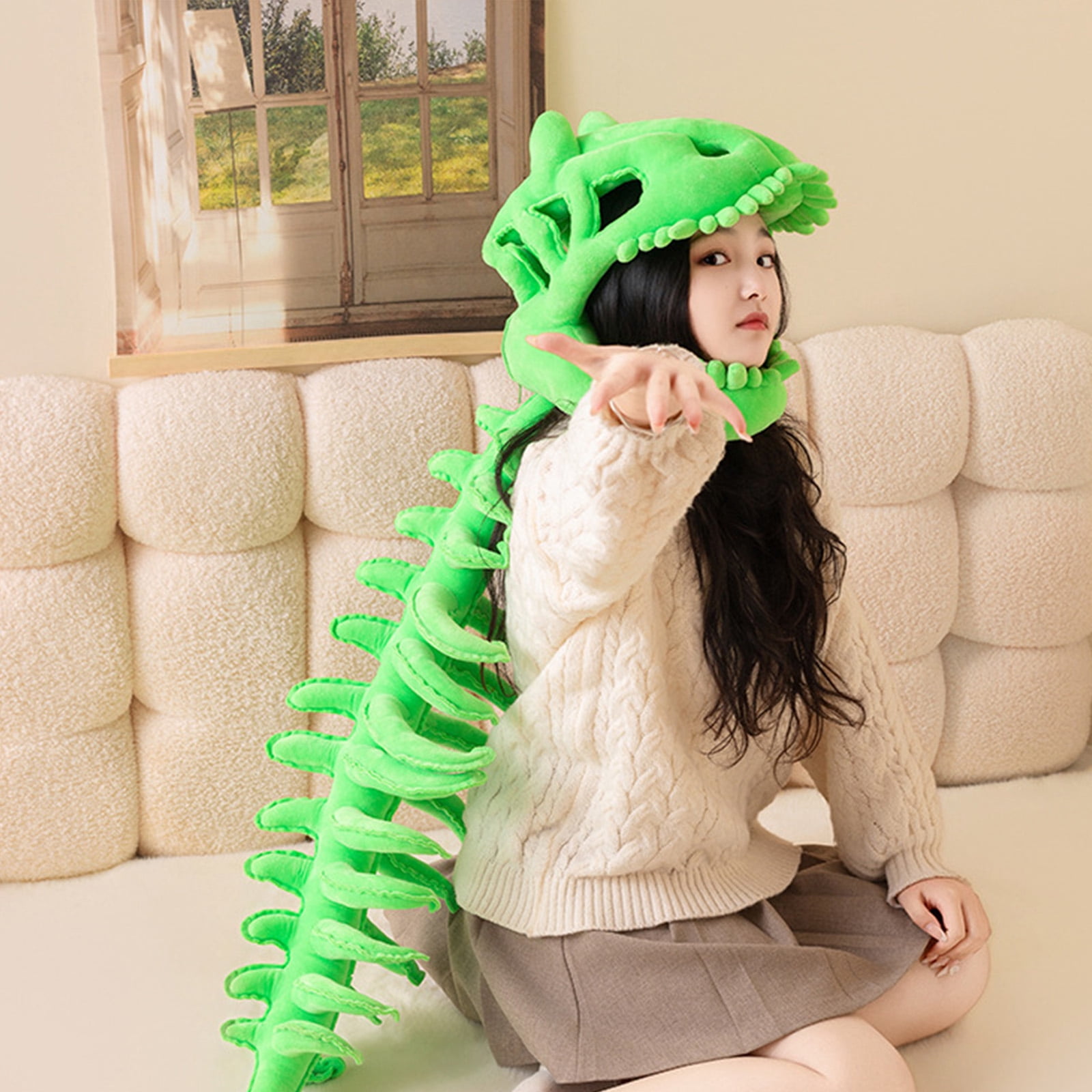 Dinosaur Skeleton Wearable Plush Costumes Headgear, Stuffed Animals Plush Toys, Plush Pillow Toys, Cute Plush Dolls, Christmas Gifts