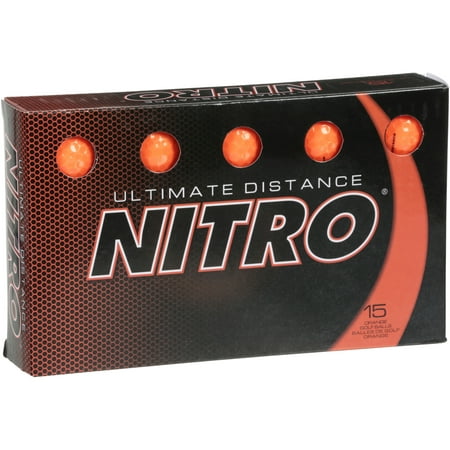 Nitro Golf Ultimate Distance Golf Balls, Orange, 15