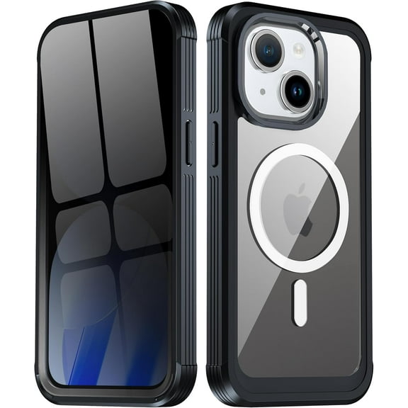 for iPhone 15 Case,Magnetic Case with Privacy Screen Protector,Anti Spy Tempered Glass/Compatible with Magsafe/360 Full Body Shockproof Phone Cover for iPhone15 Mag Safecase,Black