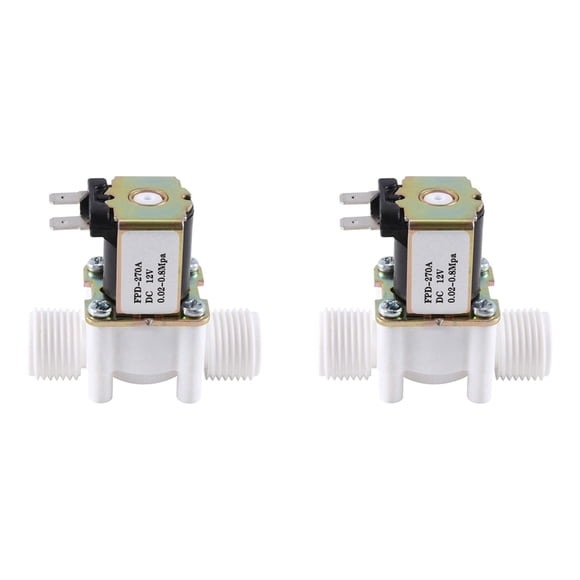 2X Dc12V Normally Closed Water Solenoid Valve G1/2-Inch Plastic Electrical Solenoid Valve for Water Dispenser
