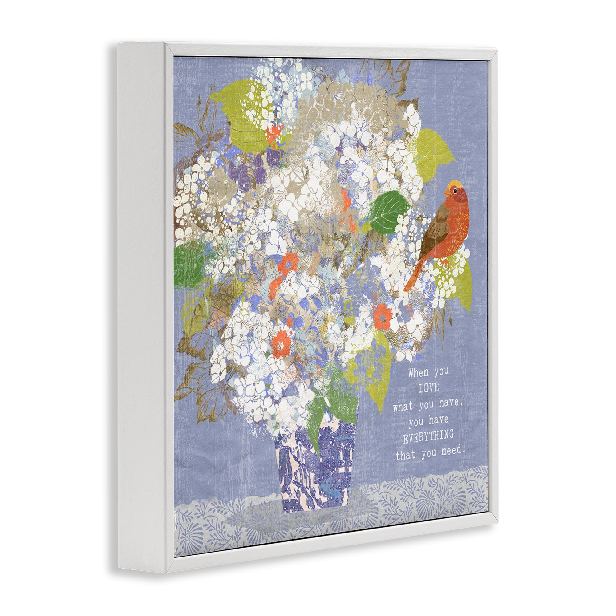 Stupell Industries Floral Inspiration On Love White Framed Giclee Art, design by Suzanne Nicoll