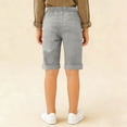 thumbnail image 6 of Girls Linen Bermuda Shorts, Summer High Waist Straight Leg school Shorts Loose Solid Rolled Hem Beach Casual Shorts Gray 9-10Y, 6 of 8