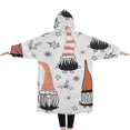 thumbnail image 2 of Oversized Wearable Blanket Hoodie,White Christmas Gnome and Snowflake Pattern Sherpa Blanket Hoodie with Super Pockets,Super Warm Fuzzy Pullover for Women & Men, 2 of 6