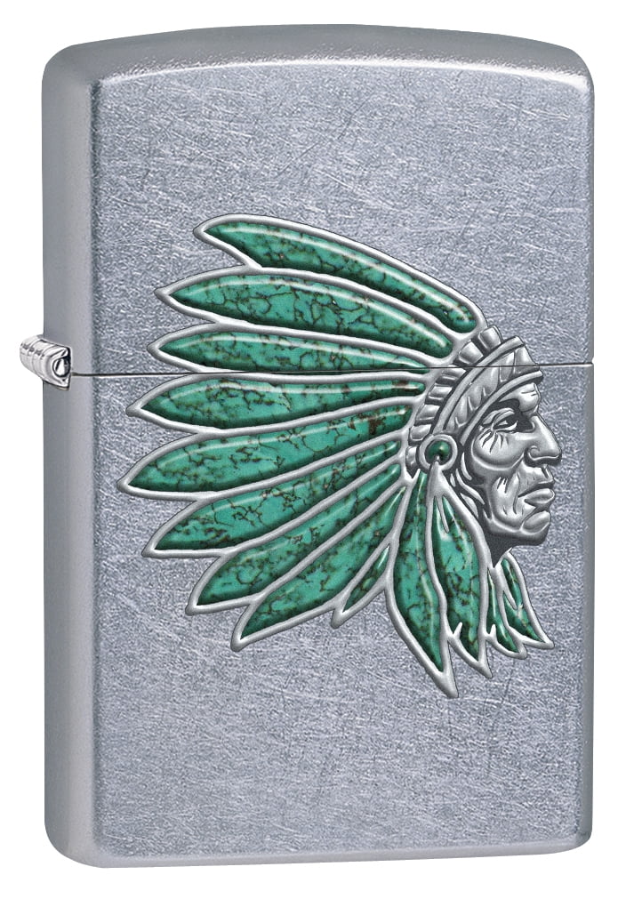 Zippo Lighter Indian Head Street Chrome
