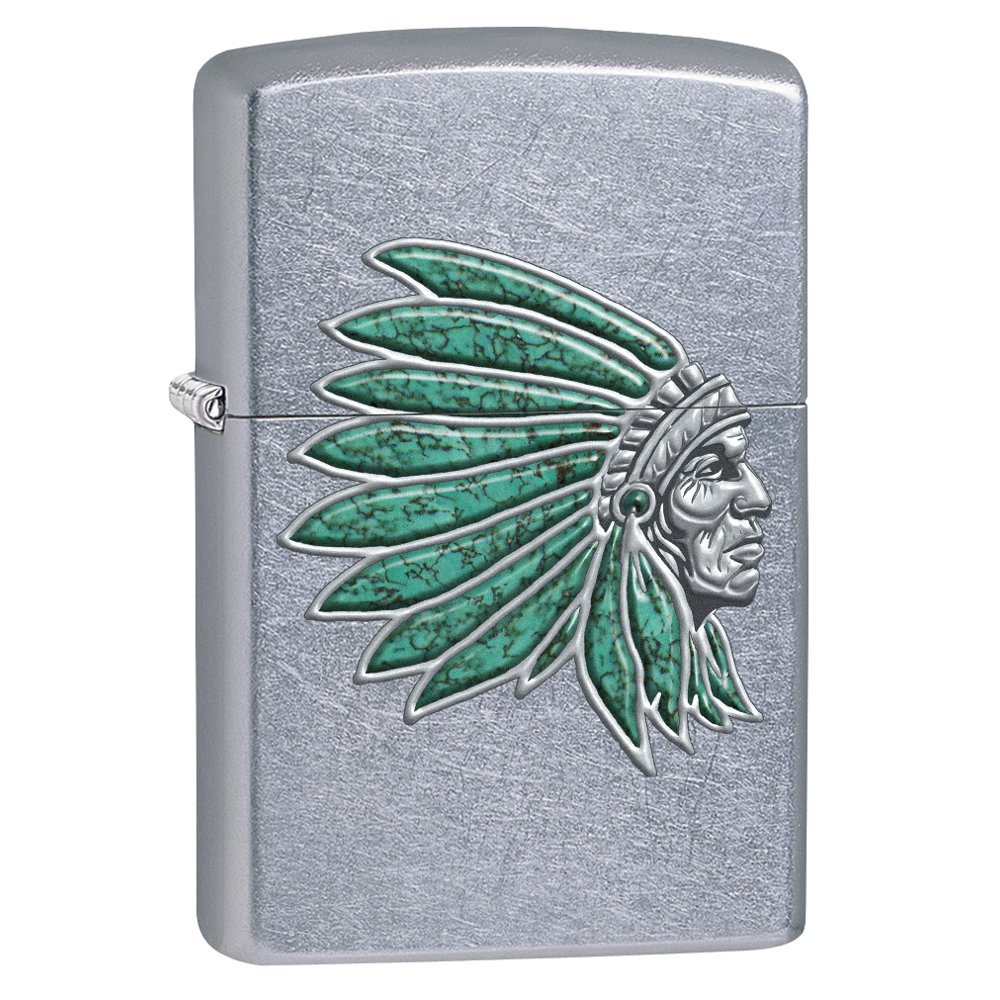 Zippo Lighter Indian Head Street Chrome