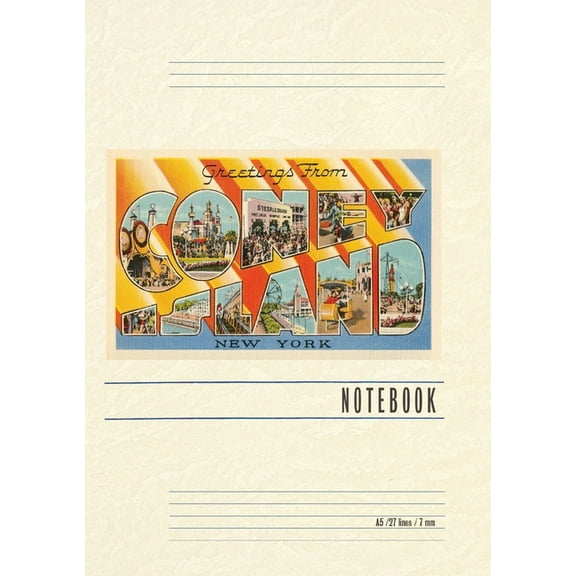 Vintage Lined Notebook Greetings from Coney Island, New York, (Paperback)