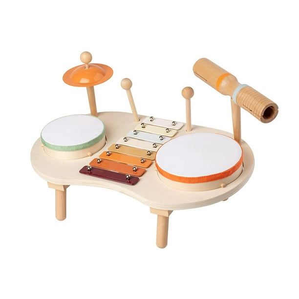 Juguete de percusión de madera, tambor de juguete para chico Montessori, juego de batería para chico, xilófono de madera, Juguete Musical para niños