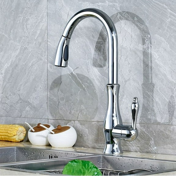 Juno Marina Pull-Out Kitchen Faucet Chrome Finish Single Handle with 220ml Soap Dispenser Kitchen Mixer Faucet