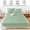 thumbnail image 5 of Twin XL Size Fitted Sheet Set - Sage Green 2 Piece Bedding Sets 16" Deep Pocket Fitted Sheet with 1 Pillowcases, Vintage Minimalist Botanical Stripes Pattern Brushed Microfiber Hotel Bed Sheets, 5 of 9
