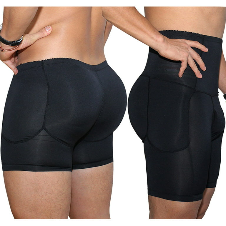 Puloru Black Brief Men Padded Butt Booster Enhancer Hip-up Boxer High Waist  Skinny Panties Underwear Brief Plus Size S-3XL 